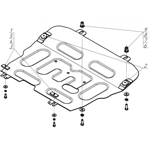 Защита Картера двигателя, КПП MOTODOR для Opel Combo 2004-2012, Сталь 2 мм - Арт. 71502