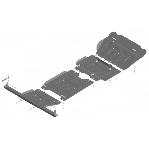 Защита Картера двигателя, КПП, Радиатора, Раздаточной коробки MOTODOR для Changan Hunter Plus 2022-, Сталь 2 мм - Арт. 77209