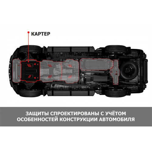 Защита Картера двигателя АвтоБроня для JAC T6 2018-, Сталь 45778 мм - Арт. 111.09209.1
