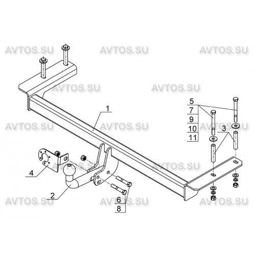 Фаркоп Avtos на CITROEN C4 2011- Арт.CN 01